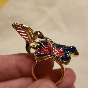 Bejeweled hummingbird ring